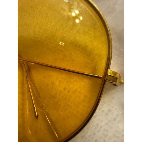 VINTAGE B&L Ray-Ban USA Aviator Shooter Yellow Sunglasses w/ Case - Picture 4 of 7